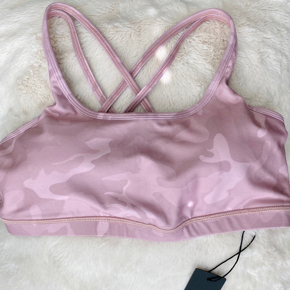 Wear It To Heart Strappy Blush Camo Sports Bra
